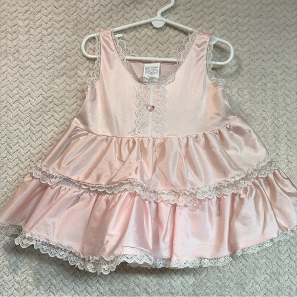 Other - Vtg 70s Union Made Toddler Girl Size 4 Pink Ruffle Trim Tiered Coquette Dress